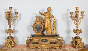 Kaminuhr - Marmor, vergoldetes Metall - 1860